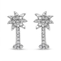 14K White Gold Diamond Palm Tree Earrings