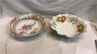 2 large hand painted bowls