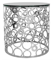 Modern Chrome Reticulated Drum Table