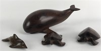 Carved Ironwood Turtles, Whale & Dolphin