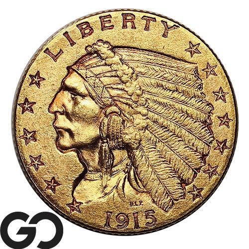 1915 $2.5 Gold Indian Quarter Eagle, Choice BU++