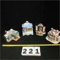 Four miniature houses/display.