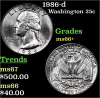 1986-d Washington Quarter 25c Grades GEM++ Unc