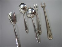 5 Vtg SilverPlate Sugar Spoons & Cocktail Forks