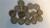 15 Jefferson Nickels 1939,1941, 9-1943 (P),