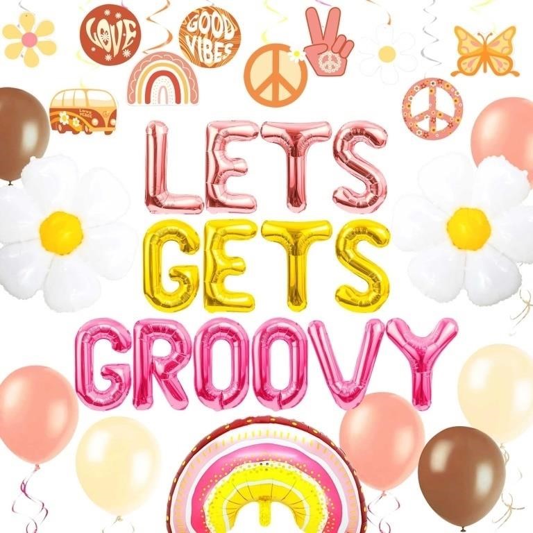 LaVenty Lets Get Groovy Banner Balloons Lets Get