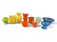 Mid Century Glass Vase, Candy Dish, Mug