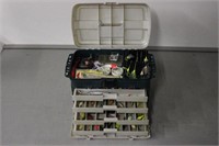 PLANO TACKLE BOX, GREEN 4-DRAWER WITH CONTENTS