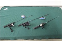 (3) ICE FISHING RODS AND REELS, ZEBCO AND MR BIG