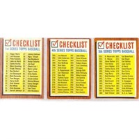 (3) Unchecked 1962 Topps Baseball Checklists