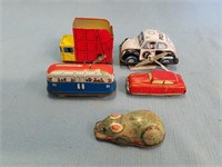 Lot Of 5 Vintage Tin Toys