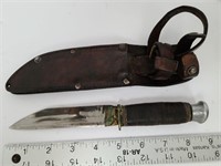 Steel Hunting Knife & Leather Belt Case