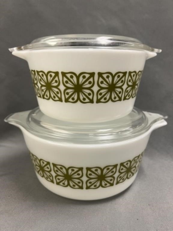 (2) Vintage Pyrex Covered Serving Bowls