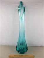 LE Smith Blue Glass Swung Vase 26 & 3/4" H