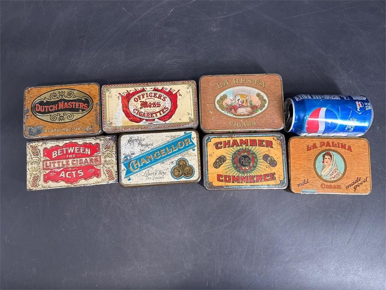 LOT OF 7 NICE CIGAR AND CIGARETTE TINS