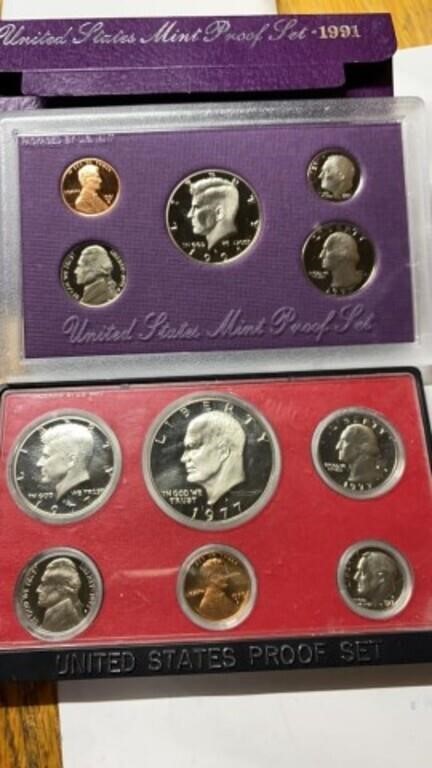 1977 & 1991 US Mint Proof Sets