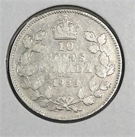1933 Canada Silver 10 Cents