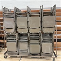 90 Folding Chairs w/Wheeled Rack