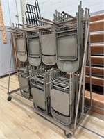 57 Folding Chairs w/Wheeled Rack