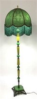 61"H 1920's Jadite & Vaseline Glass Floor Lamp