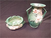 Two Roseville art pottery Magnolia pattern