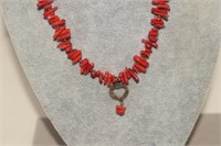 Peyote Bird Red Coral Necklace w/ Tag