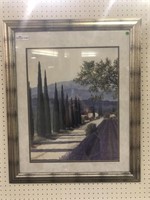 Framed decorator print of mountains and lavender