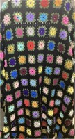 BLACK & COLORFUL FLOWER DESIGN AFGHAN