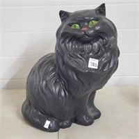 14" H Ceramic Black Cat Statue w/ Green Eyes