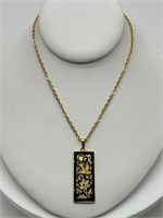 Vintage Damascene Pendant Necklace