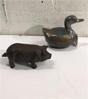 Cast IRon Pig and Pewter Duck K14A