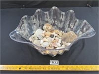 Large Lucite Shell Bowl w/ Sea Shells