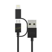 PureGear 2 in 1 USB A to Micro/Lightning (4 Ft)