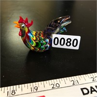 Small rooster glass sculpture