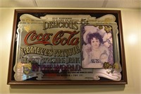 Framed Coca-Cola advertising mirror, 37x25"h; as i