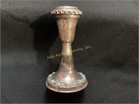 Ezada 800 silver & turquoise candlestick Judaica