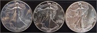 1986, 1987 & 1988 American Eagle Silver Dollars
