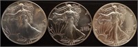 1986,1987 & 1988 American Eagle Silver Dollars