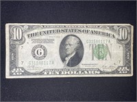 SERIES 1928-B DARK GREEN SEAL $10