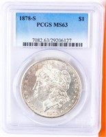 Coin 1878-S Morgan Silver Dollar PCGS MS63
