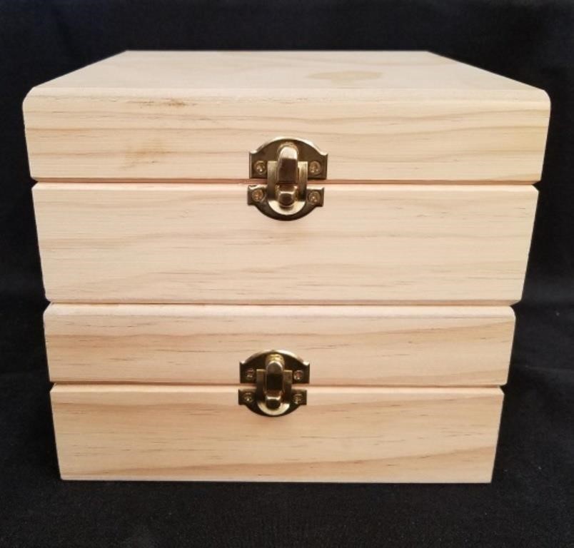 2 Wooden Essential Oils Storage Boxes, 7.25" x