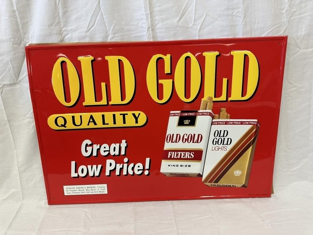 Old Gold Cigarettes Metal Advertisement Sign-NOS