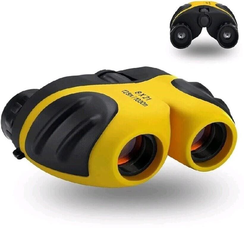 8x21 Compact Shock Proof Kids Binoculars. Yellow/B