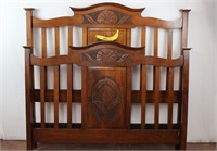 Antique Art Nouveau/Deco Style Full Size Bed Frame