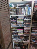 WHITE BOOKCASE FULL OF DVD'S - BUYER TO BOX