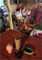 Pottery, black candle holder, vase