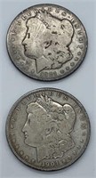 (2) 1901-O Morgan Dollars (New Orleans)