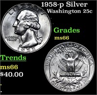 1958-p Washington Quarter Silver 25c Grades GEM+ U