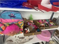 Vintage trolls toys and book bag