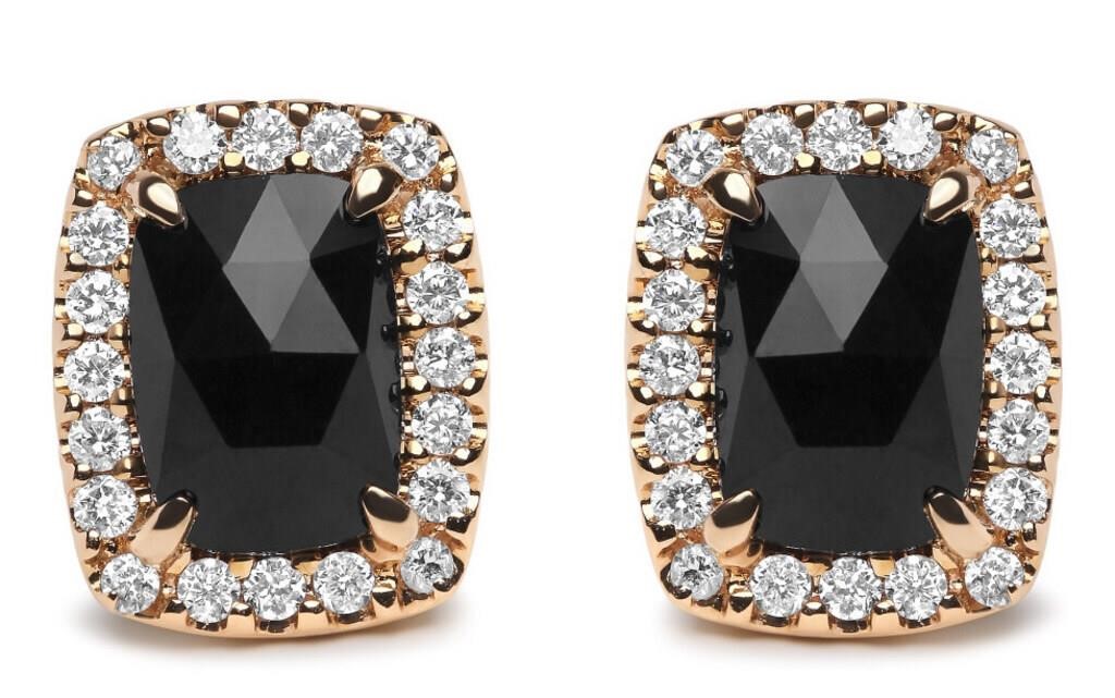 18k 2-tone Gold 2.41ct Onyx & Diamond Earrings